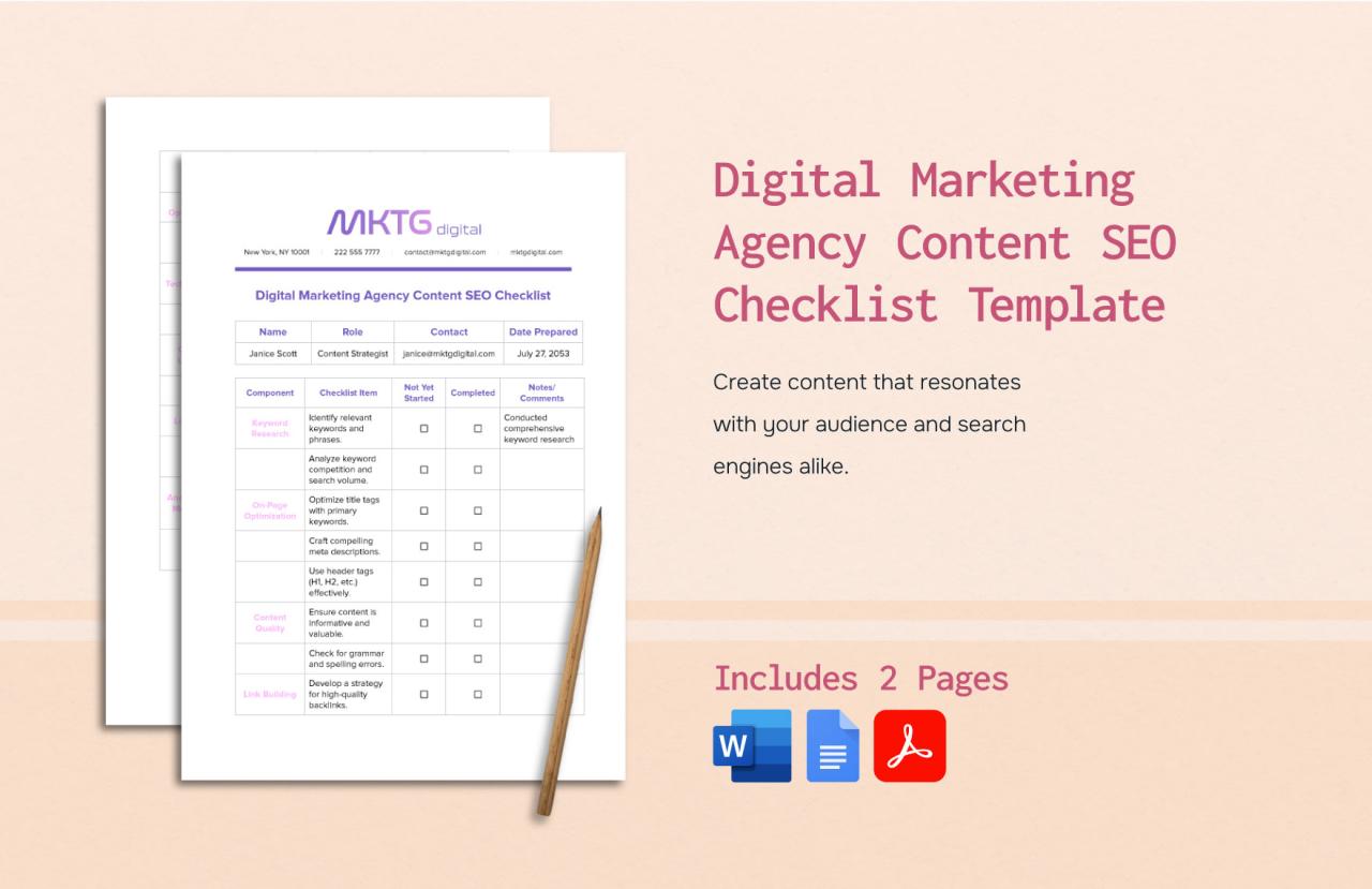 SEO Checklist Template in Excel, Google Sheets - Download | Template.net